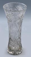 Kristályüveg váza, hántolt mintával, hibátlan, m: 26,5 cm