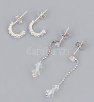 Ezüst(Ag) két pár köves fülbevalópár, jelzett, bruttó: 2,1 g