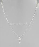 Ezüst(Ag) golyós, pálcikás nyaklánc köves medállal, jelzett, h: 46 cm; 2 cm, bruttó: 4,2 g