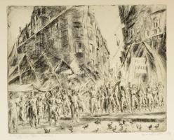 Aszódi Weil Erzsébet (1901-1976): A Világ ifjúsága Pesten. Festival. Rézkarc, papír, jelzett, lap sz...