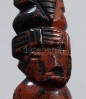 Mexikói törzsi totem figura. Kézzel faragott mahagóni obszidián, m: 18 cm