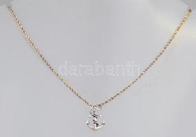 Ezüst(Ag) fantáziaszemes nyaklánc horgony medállal, jelzett, h: 40,5 cm, medál: 2 cm, nettó: 4 g