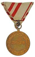 Ausztria DN "Ausztriáért / 1914-1918" aranyozott bronz kitüntetés eredeti mellszalagon, ka...