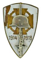 1930. "Országos Frontharcos Szövetség" zománcozott bronz gomblyukjelvény, fehér zománc, hátoldalon "BERÁN N. BPEST" gyártói jelzéssel (27x17mm) T:VF, zománchiba Hungary ~1930. "Hungarian Front Fighters Association" enamelled bonze button badge, white enamel, with "BERÁN N. BPEST" makers mark on the back (27x17mm) C:VF, enamel error