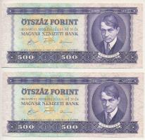 1990. 500Ft (2x) sorszámkövetők "E 313 079794 - E 313 079795" nyomdai festékfoltokkal T:XF Adamo F7