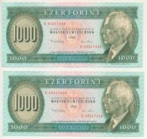 1993. 1000Ft (2x) sorszámkövetők "D 89217448 - D 89217449" T:XF Adamo F47