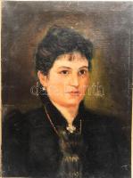 Jelzés nélkül: Női porté. Olaj, vászon, Dublírozva. Kisebb sérülésekkel. 64x48 cm