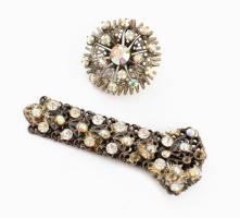 2 darab köves bross, hiánnyal, h: 5 cm alatt