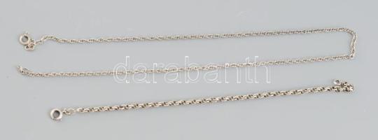 Ezüst(Ag) duplaszemes nyaklánc és karkötő, jelzett, h: 40 és 18 cm, nettó: 7 g