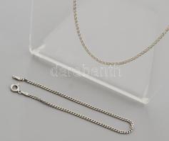 Ezüst(Ag) duplaszemes nyaklánc és karkötő, jelzett, h: 50 és 19 cm, nettó: 5,3 g