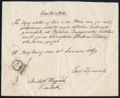 1867 Szlovák nyelvű számla 7kr okmánybélyeggel, Újbányáról