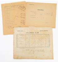 ca 1940 Orvosi nyomtatványok.  a) Halottvizsgálati bizonyítványok Rákosszentmihály községi orvosának. A dokumentum adminisztrálta a az elhunyt adatait és a halál okát tartalmazta. A nyomtatvány másik oldala elvetelési esetek leírására szolgált. Két példány,  kitöltetlenek.  b) 1877-1940. Öt darab kitöltött halottvizsgálati bizonyítványok Nagykálló településről. Az 1906-ban kelt bizonyítványok arra mutatnak, hogy a településen tüdővész (tuberkolózis) járvány tört ki.  c) 1941. szept. 19. Hatósági orvosi bizonyítvány Budapest II. kerületi tiszti orvosa által kiállítva Mondok József részére. A 14 éves korú Mondok József építési gyakornoki tanonci jelentkezéséhez volt rá szüksége. A bizonyítványon 50 filléres  okmánybélyeg látható.  d) Székesfővárosi alkalmazottak segítőalapjának nyomtatványa az 1930-as évekből, amely a betegségek kezelésében és betegbiztosításban segítette az arra rászorulókat. A két világháború közötti Magyarország szociálpolitikájának  egy emléke. Két kitöltetlen nyomtatvány.