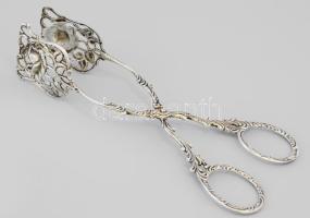 Ezüst(Ag) rózsamintás süteménycsipesz, jelzett, h: 15,2 cm, nettó: 35,4 g