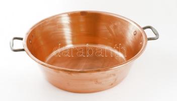 Francia sárgaréz lekvárfőző edény, jelzett, d: 38 cm