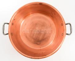 Francia sárgaréz lekvárfőző edény, jelzett, d: 38 cm