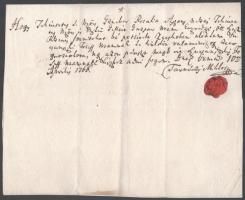 1766. ápr. 10. Ürmény (ma Mojmírovce, Szlovákia)  Tarnóczy Miklós magyar nyelvű nyugtatványa, hogy Gellért Gábor özvegye, Grueber Rozália ötszáz rajnai forintot küldetett Szucsánszky Józsefnek. Az alsó-lelóci és jezernicei Tarnóczy család az Árpád-korig visszavezethető tősgyökeres felvidéki  család, akik eredetileg Turóc vármegyében éltek, majd elszármaztak onnan más vármegyékbe is. Tarnóczy a nyugtatvány aláírásával ás gyűrűspecsétjével erősítette meg. Az ép pecséten a család futó és nyíllal sebzett címere látható,  amely a család ősének állít emléket, a Ruthen Wladiknak. A történet szerint Wladik 30 márka aranyat kölcsönzött a tatárok elől menekülő IV. Bélának, amikor II. Harcias Frigyes megtagadta tőle a menedéket. A család így szerezte első turócz vármegyei földjét. Úgy tartják, hogy a megsebzett nyúl ennek a történetnek állít emléket.