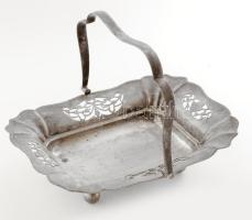 Jelzett angol ezüstözött kínáló, 25x18 cm