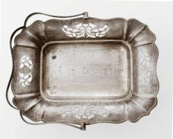 Jelzett angol ezüstözött kínáló, 25x18 cm