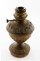 Antik réz petróleum lámpa, sérüléssel, m: 26 cm