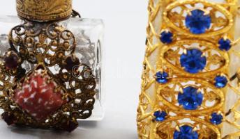 2 darab Bohemia díszes parfümös palack, m: 4-6 cm