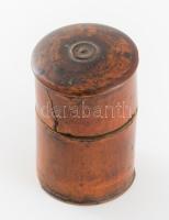 Antik szerszámvégek fa dobozban, m: 7 cm