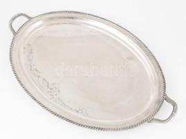 Sheffield nagyméretű angol ezüstözött tálca, 59x37 cm