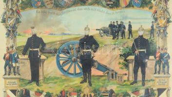 Katonai szolgálati emlék - zu Erinnerung an meine Dienstzeit. 55x45 cm NAgy méretű litografált oklev...