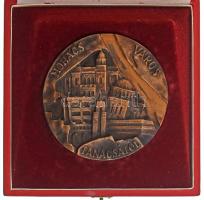1970-1980 k. "Mohács Város Tanácsától" kétoldalas, öntött bronz plakett, eredeti tokban (101mm) T:AU