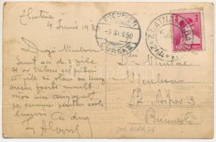 1930 Zalatna, Zlatna; Piata / Piactér, Tréger fodrászterem, üzletek / market square, hair salon, sho...