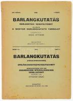 1938 Barlangkutatás. Barlangtani Szakfolyóirat. Szerkeszti:Kadic Oszkár. XVI. kötet, 1. füzet. Kissé foltos kiadói papír kötésben.