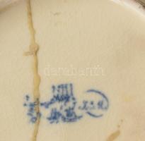 cca 1880 Zsolnay Izniki mintás dísztányér, jelzett: családi pecsét, ragasztott, d: 22 cm