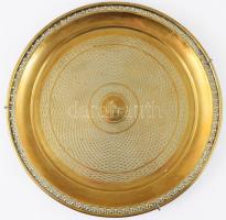 Antik monogramos réz tál, d: 32 cm