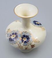 Zsolnay búzavirág mintás váza, jelzett, hibátlan, m: 8 cm