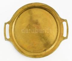Szecessziós réz kínálótálca, d: 31 cm