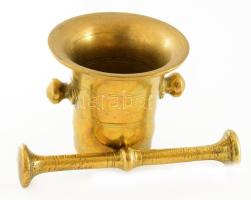 Bronz mozsár törővel, m: 13,5 cm, törő h: 24 cm