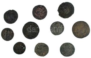 Római Birodalom vegyes ~III-IV. század 10db-os bronz érmetétel T:vegyes Roman Empire mixed ~3rd-4th century 10pcs bronze coin lot C:mixed