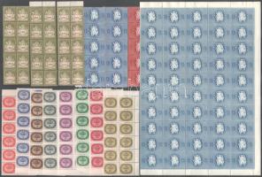 Inflációs kis tétel, benne Köztársasági emlék hajtott ív + egyéb töredékek, darabok, közte 12 Milliós és 10 Milliárdos sor