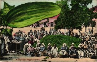 1907 Nagykőrös, Uborka piac, montázs uborkával. Geszner J. kiadása (fl)