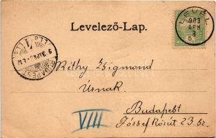 1903 Levél, Kaltenstein; templom, Fő tér. Art Nouveau, floral (szakadás / tear)