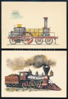 Régi mozdonyok 15 db magyar és lengyel képeslap