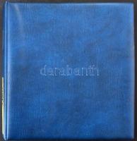 Lindner ívberakó benne 22 nagyméretű osztatlan átlátszó műanyag lap (+ 1986-1987 falcmentes előnyomott magyar albumlapok), kék gyűrűs borítóval