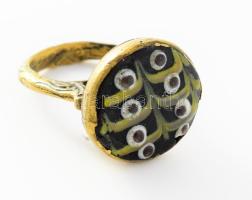 Keleti bronz sokszem mintás gyűrű, m: 56