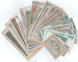 Vegyes 20db-os külföldi bankjegy tétel, közte Románia 1945. 100L + 5000L, stb. T:F,VG, közte 3db AU Mixed 20pcs foreign banknotes lot, including Romania 1945. 100 Lei + 5000 Lei, etc. C:F,VG, including 3pcs AU