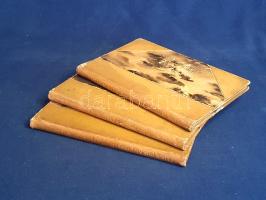 Petrik Albert: A régi Buda-Pest építőművészete. II-IV. rész. (Három kötetben.) Budapest, 1911-1913. Ifjabb Nagel Ottó könyvkereskedése (Stephaneum ny.) 103 + [1] p.; 104 p.; 104 p. Egyetlen kiadás. Petrik Albert (1877-1916) építész és művészeti író. Magyarország műemlékeiről készített, 3000-nél is több fényképfelvétele forrásértékű dokumentáció. Saját fényképfelvételeit közreadó, négy részes munkája Budapest urbanisztikai, építészeti, belsőépítészeti részleteinek és szobrászati emlékeinek nyomába ered. (Építő munkavezetők könyvtára, 31., 32., 36. kötet.) Egységes, aranyozott gerincű, enyhén kopott kiadói félbőr kötésben, aranyozott festésű lapszélekkel. Jó példány.