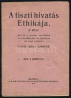 Vogel Ákos ezredes: A tiszti hivatás Ethikája. II. rész. Kézirat. 1920, M. Kir. Szegedi Katonai Körletparság Nyomdája, papírkötés, kötéstől elvált, első és utolsó kb. 2 -2 lap hiányzik.