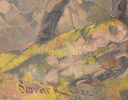 Ócsvár Rezső (1877-1968): Szántó lovak. Olaj, vászon. Jelzett. Dekoratív fakeretben. 44,5x58 cm