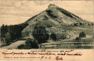 1903 Kapi, Kapusany; Eperjes környéke, várrom. Cattarino S. kiadása / Kapusiansky hrad / castle ruins near Presov (gyűrődés / crease)