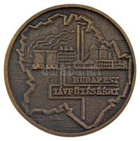 1970. "10 éves a Fővárosi Távfűtő Művek 1960-1970 / Budapest Távfűtéséért" kétoldalas, öntött bronz emlékplakett (60mm) T:AU, patina