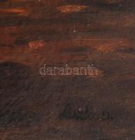 Dorn László (-): Sziklás táj. Olaj, farost. Jelezve jobbra lent. Dekoratív fakeretben. 50x70 cm