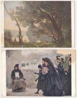 22 db RÉGI francia művészlap: a Louvre festményei, vegyes minőségben / 22 pre-1945 French art postca...